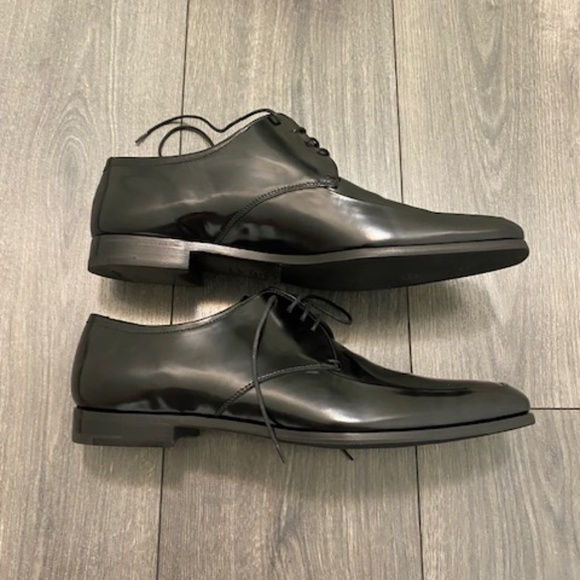 Prada Black Brushed Leather Derby Shoes Size 10.5 NWT - Picture 4 of 13